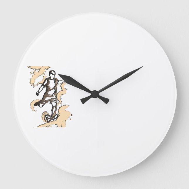 Dynamischer Fußballspieler Große Wanduhr (Vorderseite)