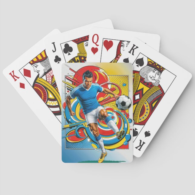 Dynamischer Fußballspieler in Aktion Spielkarten (Rückseite)