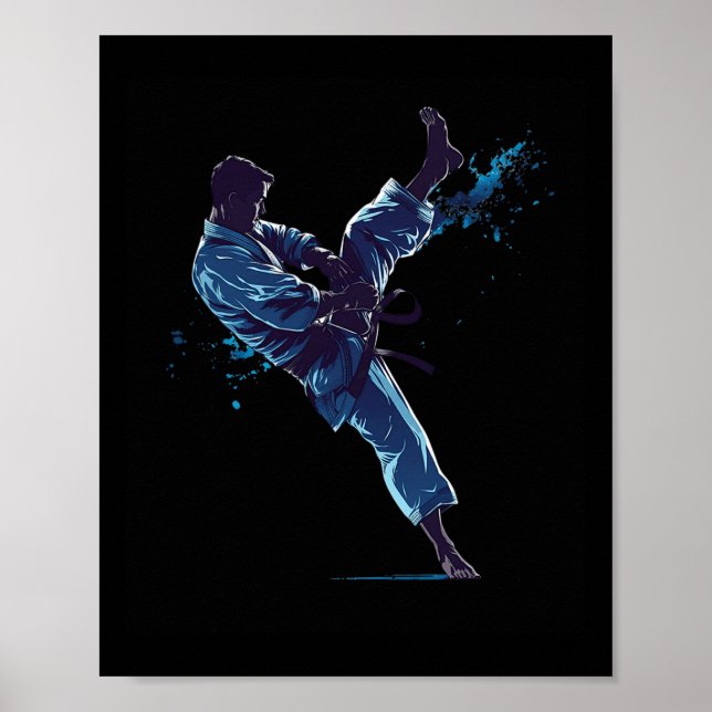 Dynamischer Kampfsportler Karate Kick  Poster (Vorne)