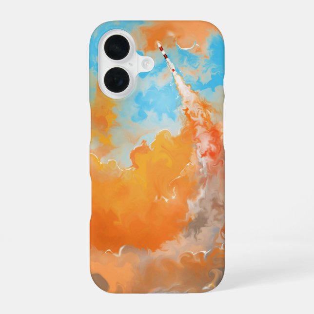 Dynamischer Raketenstart_iPhone-Hülle  iPhone 16 Hülle (Rückseite)