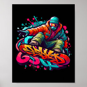 Dynamischer Snowboarder Abstrakt Art Wintersport 2 Poster