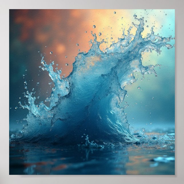 Dynamischer Splash des türkisfarbenen Wassers, der Poster (Vorne)