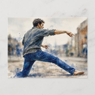 Dynamischer Straßentänzer, Postkarte