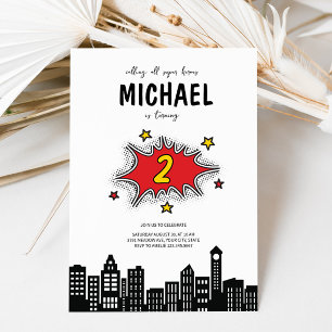 Dynamischer Superheld zum 2. Geburtstag Einladung