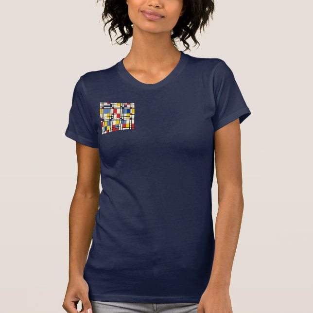 Dynamischer und farbenfroher Piet Mondrian T-Shirt (Vorderseite)