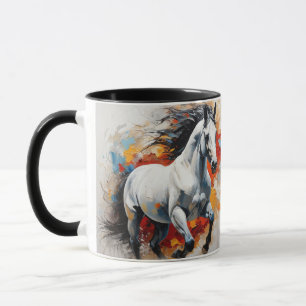Dynamischer weißer Stallion - Majestic 3D-Tasse Tasse