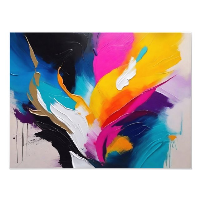 Dynamisches Abstraktes Ölgemälde, dicker Pinselstr Fotodruck (Vorne)