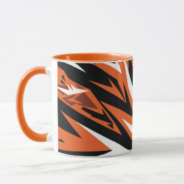 Dynamisches Abstraktes Orange- und Schwarz Geometr Tasse