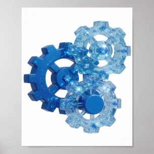 Dynamisches Blau BLUE GEAR T-Shirt Poster