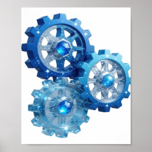 Dynamisches Blau BLUE GEAR v2 Poster