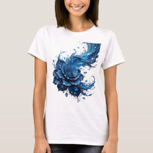 Dynamisches Blau BLUE ROSE Statement T-Shirt