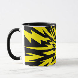 Dynamisches Blitzdesign in Gelb und Schwarz Tasse