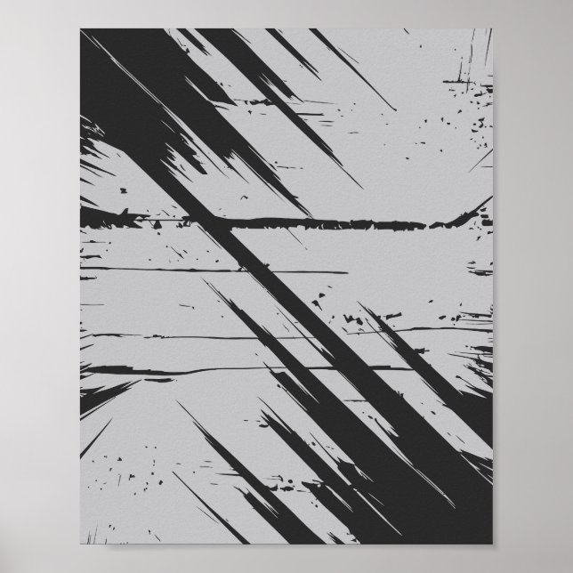 Dynamisches Chaos mit schwarzen Strichen Poster (Vorne)