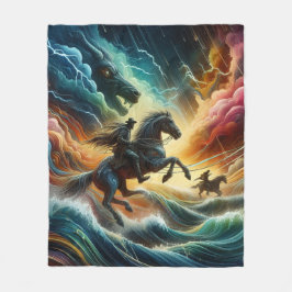 Dynamisches Duo: Stormy Horseback Adventure Fleecedecke