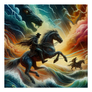 Dynamisches Duo: Stormy Horseback Adventure Poster
