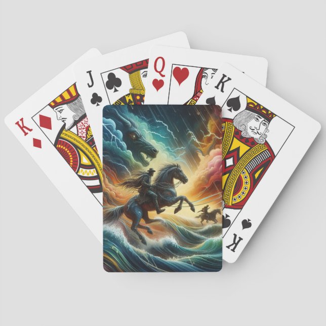 Dynamisches Duo: Stormy Horseback Adventure Spielkarten (Rückseite)