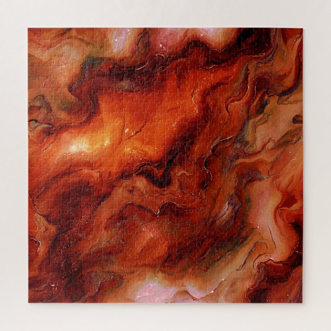 Dynamisches Fließbandmuster in Rot und Orange Puzzle (Vertikal)