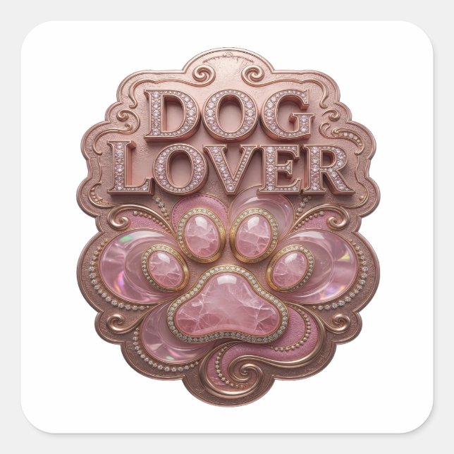 Dynamisches Gold HUND LIEBHABER Sticker Art (Vorderseite)
