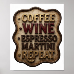 Dynamisches Gold KAFFEE WEIN ESPRESSO MARTINI WIED Poster