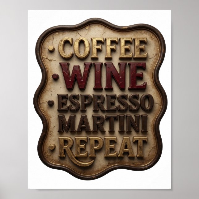 Dynamisches Gold KAFFEE WEIN ESPRESSO MARTINI WIED Poster (Vorne)
