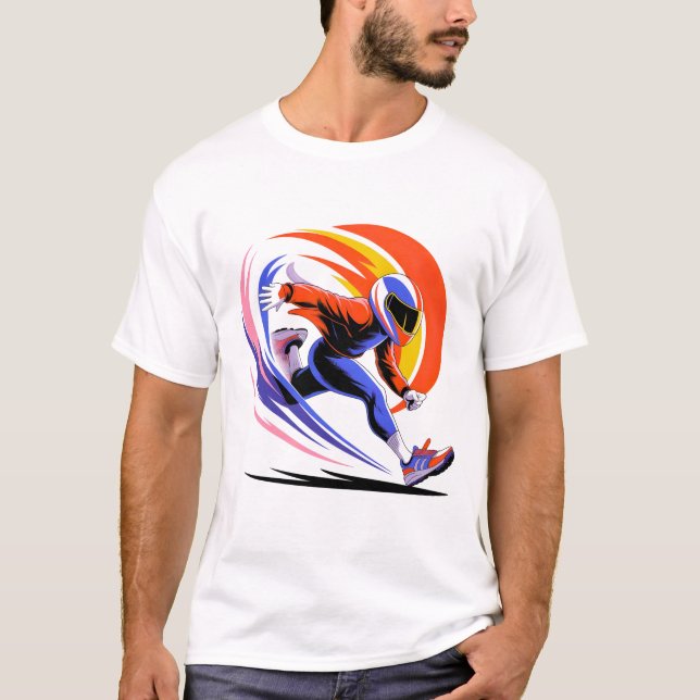 Dynamisches Helmläufer-Sprint-Wirbel-T-Shirt T-Shirt (Vorderseite)