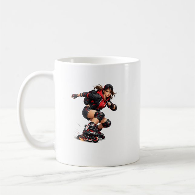 Dynamisches Inline-Skating-Sportdesign Kaffeetasse (Links)