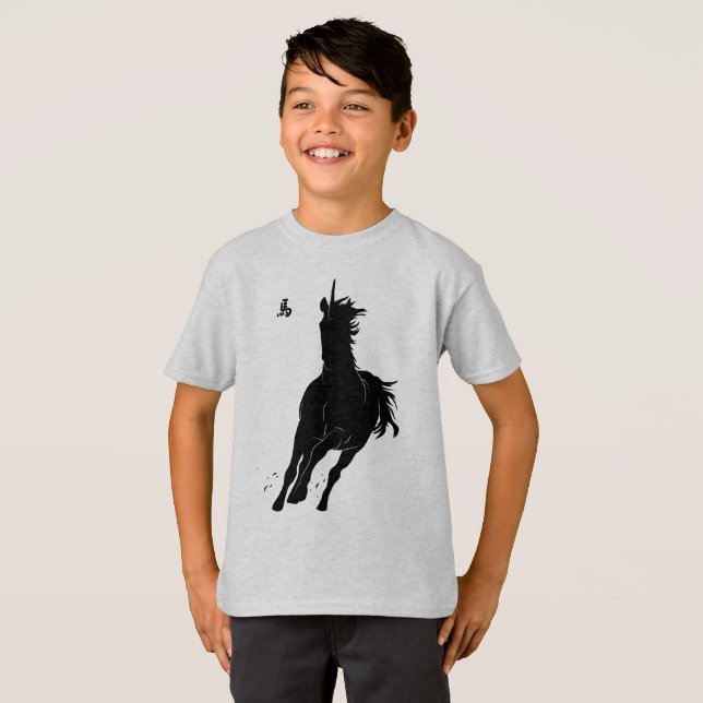 Dynamisches Laufendes Pferd  T-Shirt (Vorne ganz)