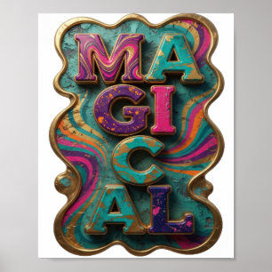 Dynamisches Lila MAGISCHES Statement-Design Poster