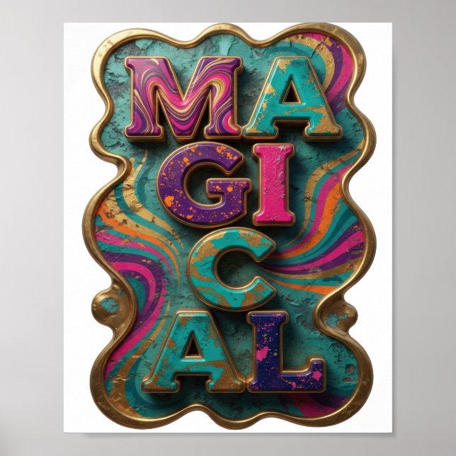 Dynamisches Lila MAGISCHES Statement-Design Poster (Vorne)