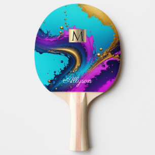 Dynamisches Liquid Abstrakt, Name & Monogramm, Vs Tischtennis Schläger