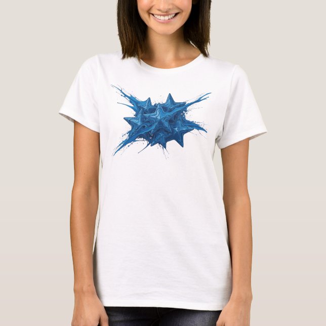 Dynamisches Marine-Abstrakt-Sterne-Statement-Desig T-Shirt (Vorderseite)