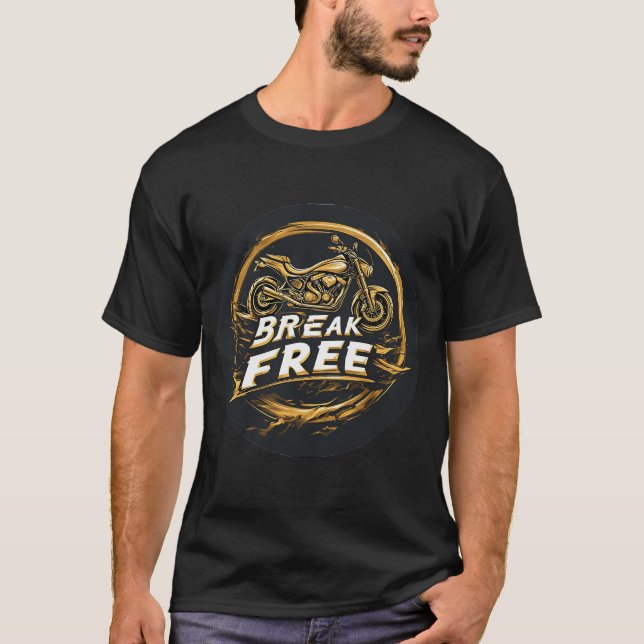 Dynamisches Motorrad mit fett Typografie T-Shirt (Vorderseite)