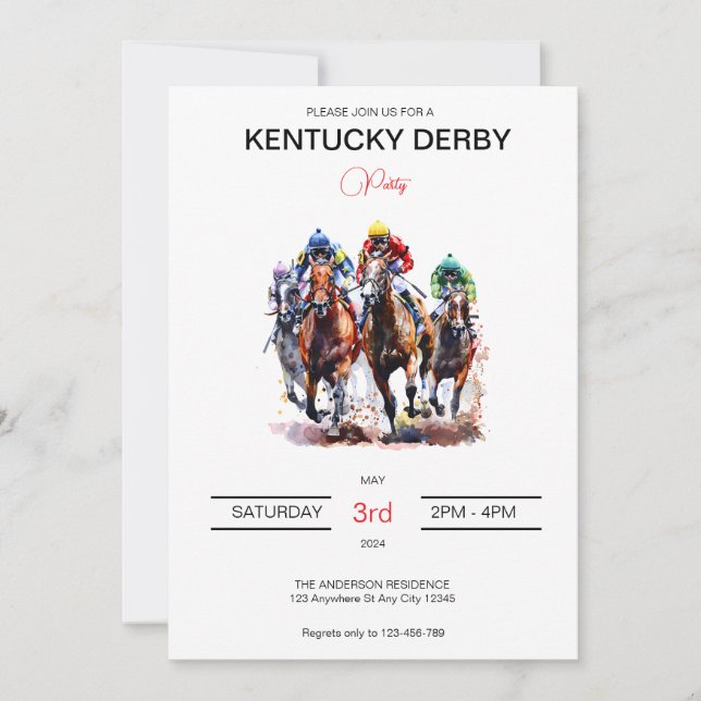 Dynamisches Pferd Kentucky Derby Einladung (Vorderseite)