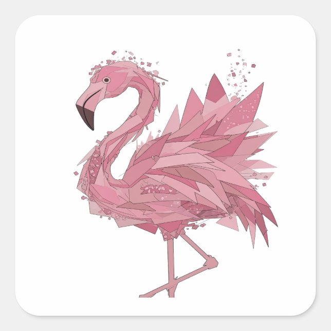 Dynamisches Rosa FLAMINGO Sticker-Motiv Quadratischer Aufkleber (Vorderseite)