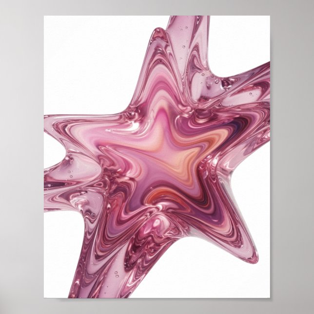 Dynamisches Rosa GLAS STERN Fettes Design Poster (Vorne)