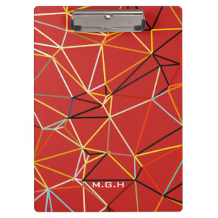 Dynamisches rotes abstraktes geometrisches Monogra Klemmbrett