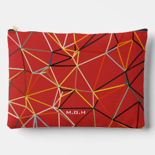Dynamisches rotes abstraktes geometrisches Monogra Zubehörtasche