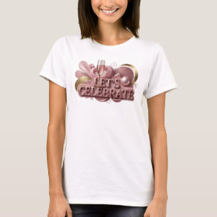 Dynamisches rotes LET'S CELEBRATE T-Shirt