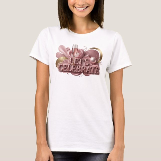 Dynamisches rotes LET'S CELEBRATE T-Shirt (Vorderseite)