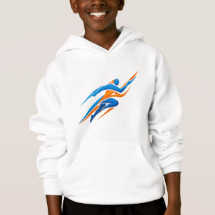 Dynamisches Runner-Logo Blau Orange Geschwindigkei Hoodie