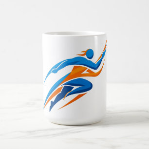 Dynamisches Runner-Logo Blau Orange Geschwindigkei Kaffeetasse