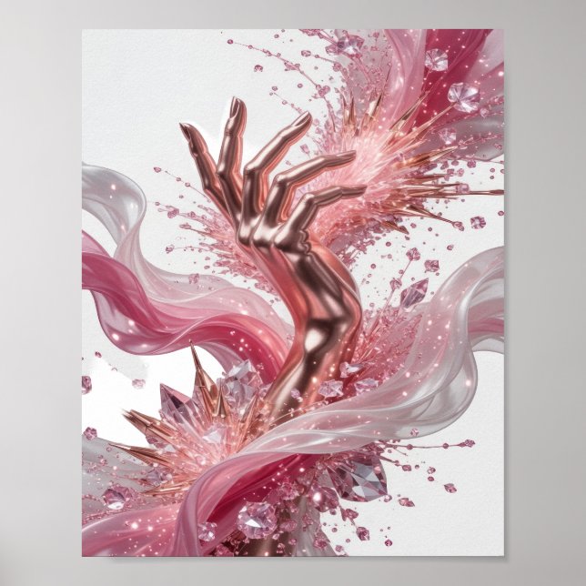 Dynamisches Silber ABSTRACT ART Fashion Print v2 Poster (Vorne)