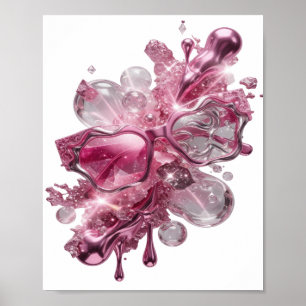 Dynamisches Silber ABSTRACT ART Kunstprint v2 Poster