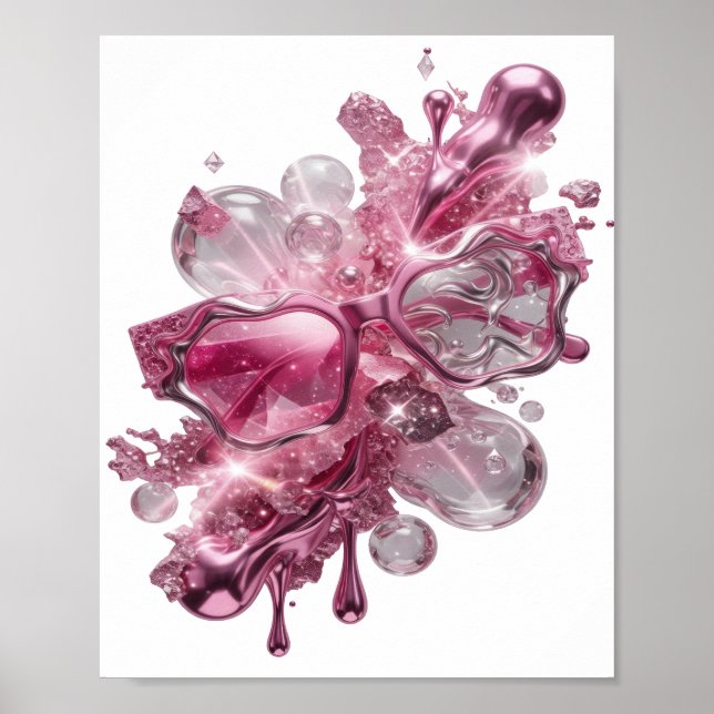 Dynamisches Silber ABSTRACT ART Kunstprint v2 Poster (Vorne)
