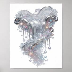 Dynamisches Silber ABSTRACT ART Mode Druck Poster