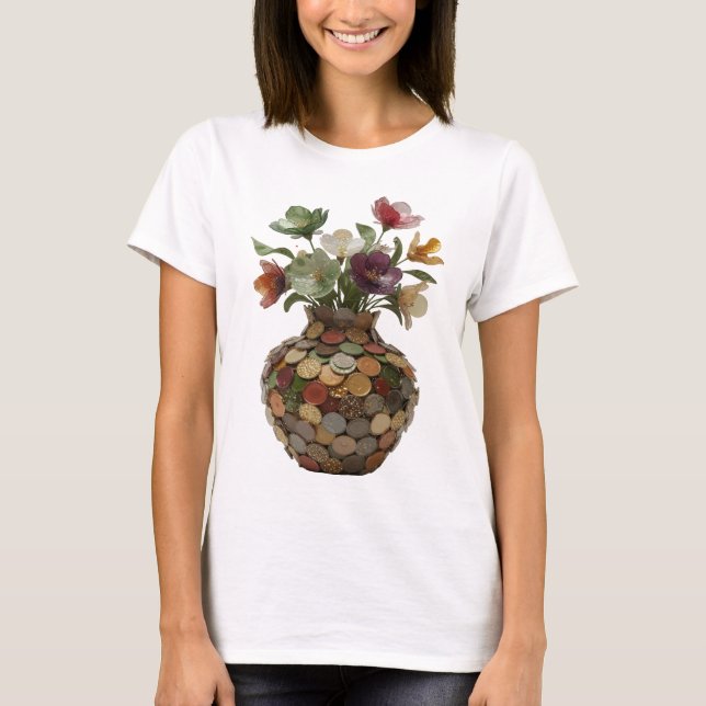 Dynamisches Silber ABSTRACT ART Mode Druck T-Shirt (Vorderseite)
