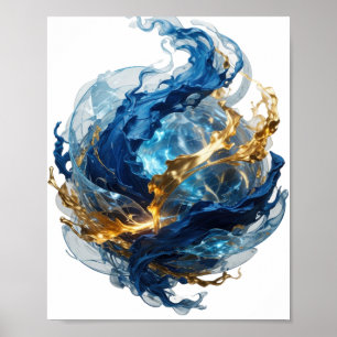 Dynamisches Silber ABSTRACTE KUNST Abstrakte Gesta Poster