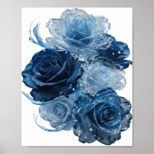 Dynamisches Silber BLAUE ROSEN Poster