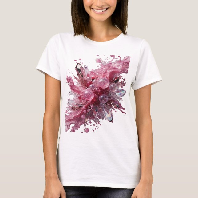 Dynamisches Silber CRYSTAL BUBBLES Slogan T-Shirt (Vorderseite)