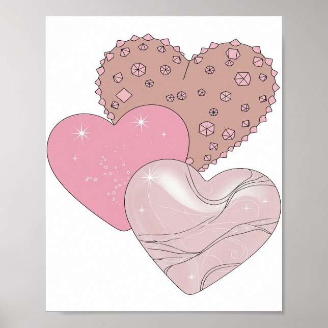 Dynamisches Silber HEARTS AND STARS Grafikdesign Poster (Vorne)